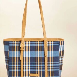 Spartina 449 Blue and Tan Checkered Tote